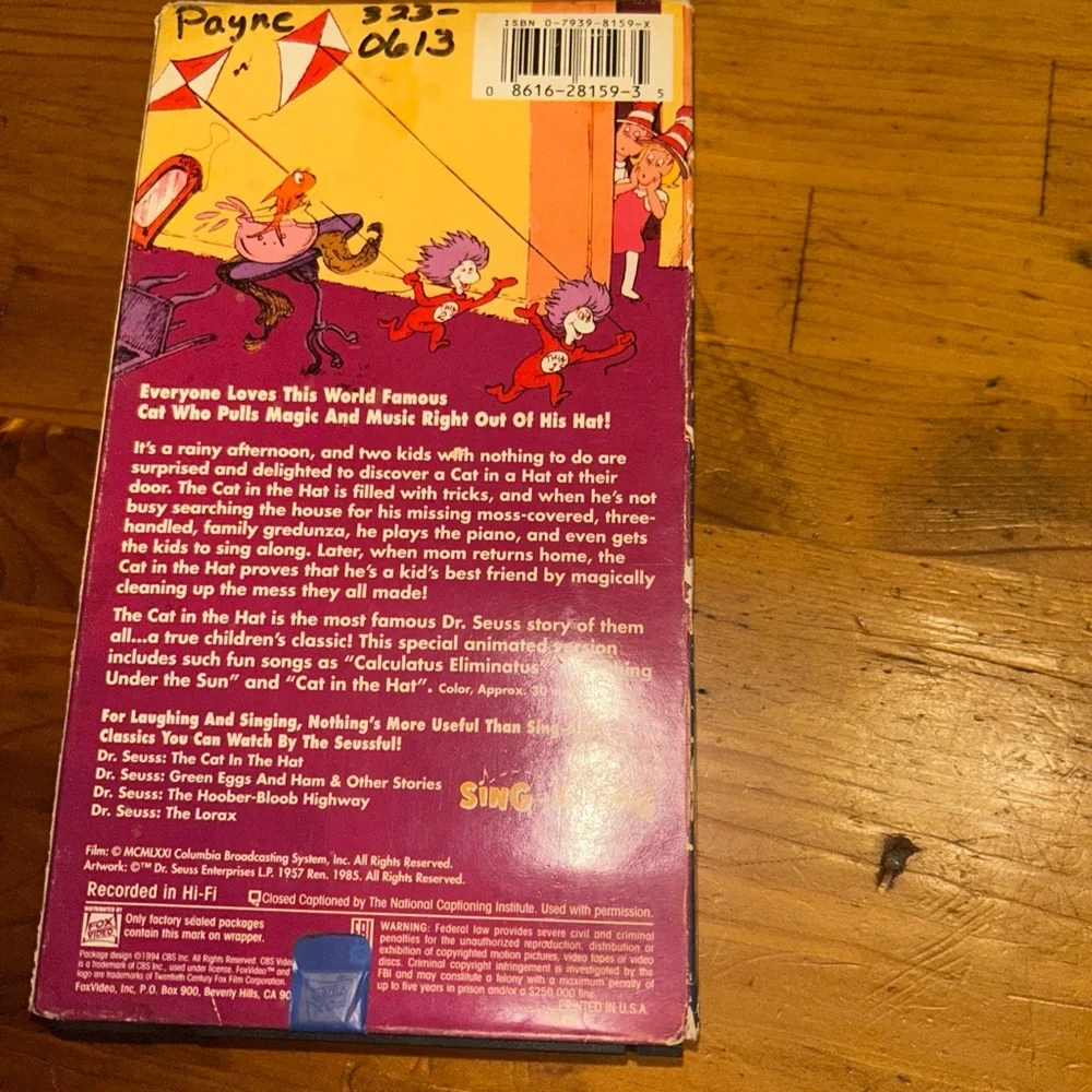 Dr. Seuss Cat in the Hat vhs